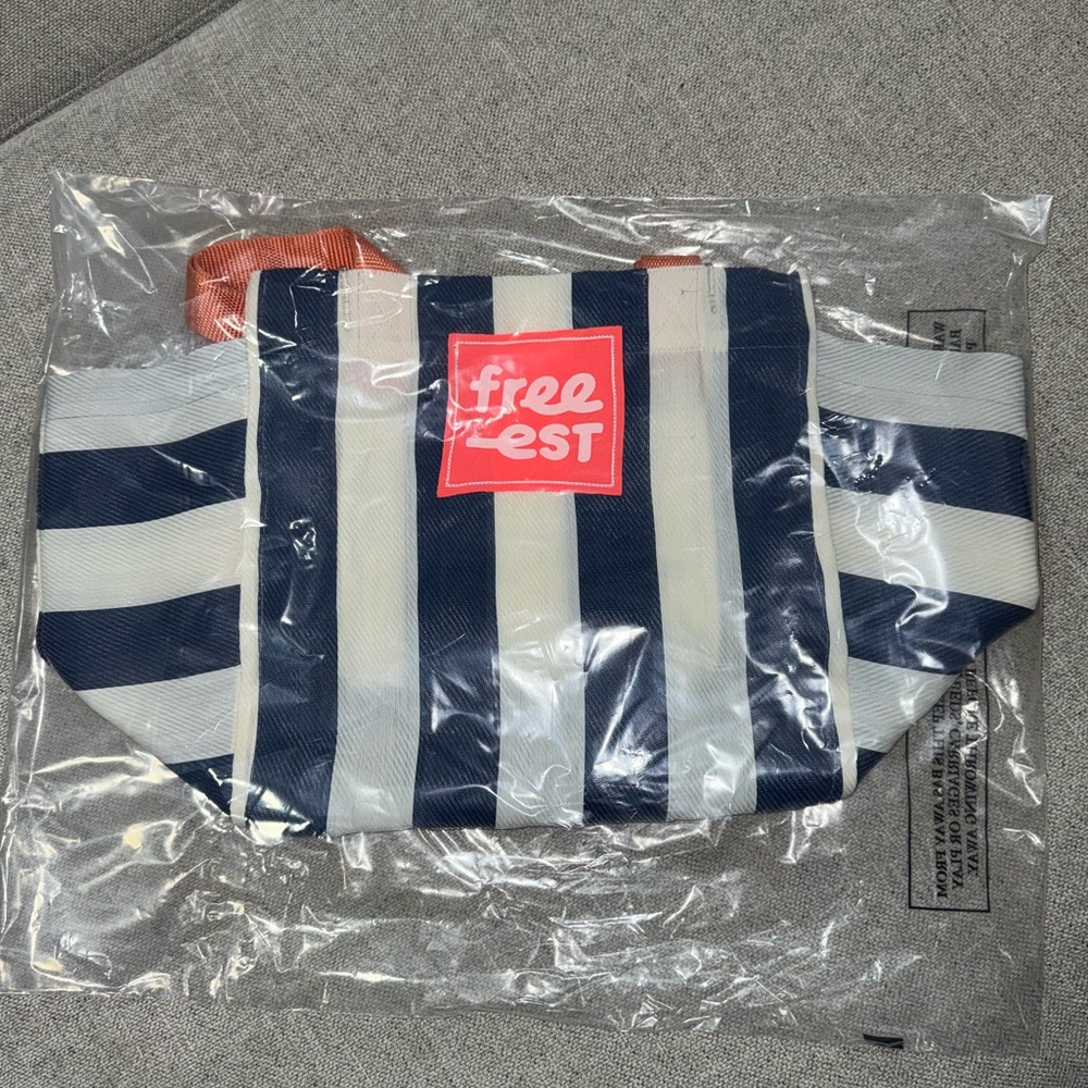 Free People Free-est Tote Bag, Blue White Striped Beach Bag